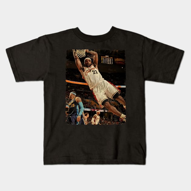 LeBron James on Cleveland Cavaliers Kids T-Shirt by Wendyshopart